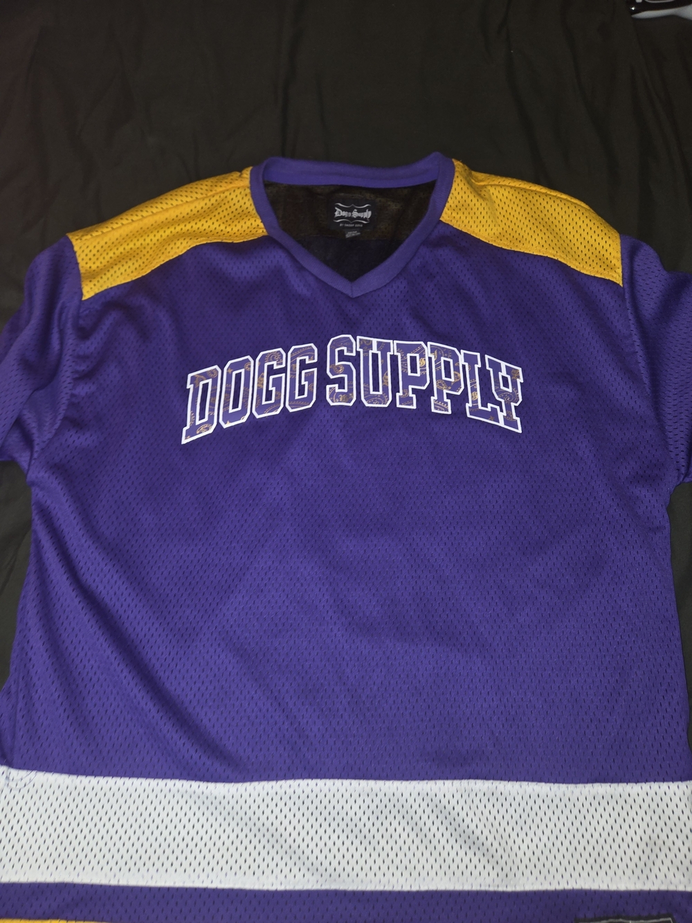 Snoop Dogg #93 Dogg Supply Purple Gold Mens Medium Hockey Jersey